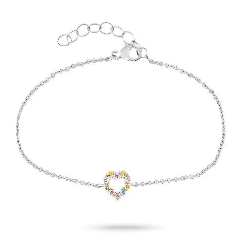 hart veelkleurig zirkoon armband in zilver