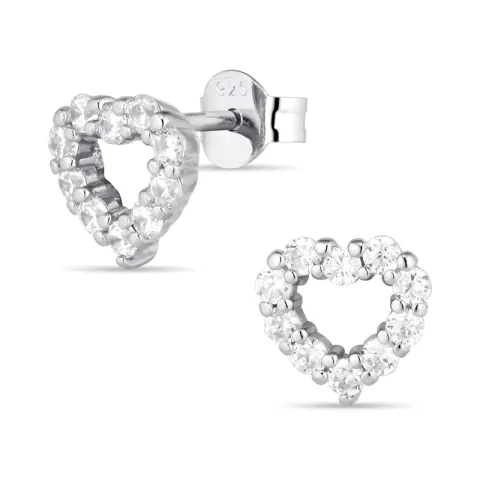 hart zirkoon oorsteker in zilver