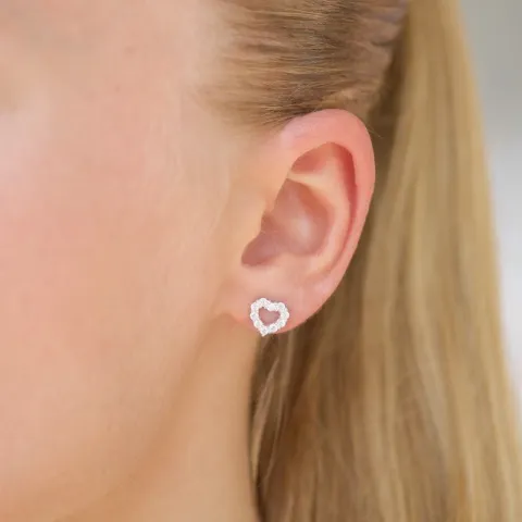 hart zirkoon oorsteker in zilver