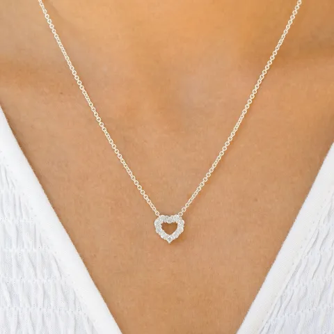 hart zirkoon hanger in zilver