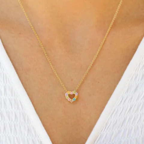 hart veelkleurig zirkoon hanger in verguld sterlingzilver