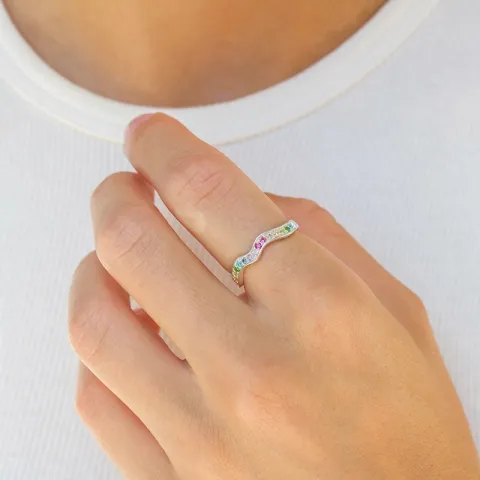 veelkleurig zirkoon ring in zilver