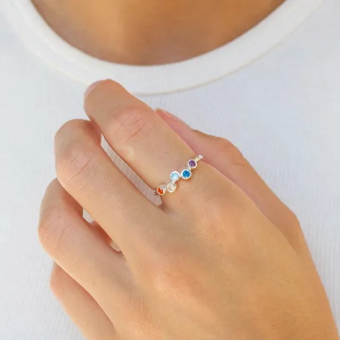 veelkleurig zirkoon ring in zilver - Bubbly Twist