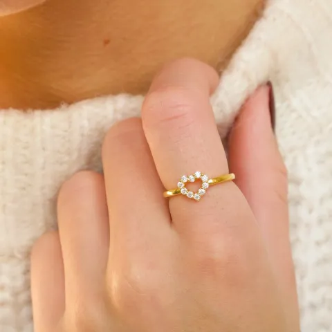 hart witte zirkoon ring in verguld sterlingzilver