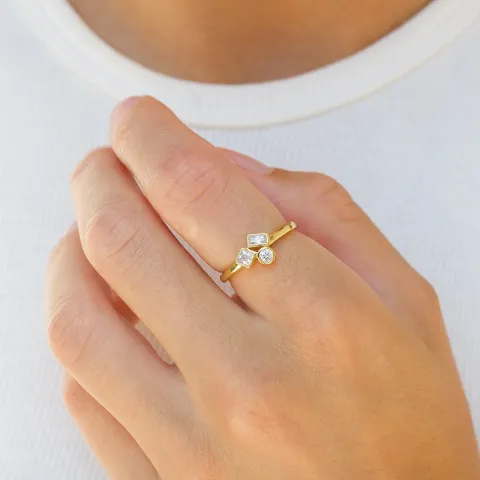 witte zirkoon ring in verguld sterlingzilver