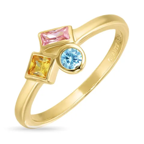 veelkleurig zirkoon ring in verguld sterlingzilver