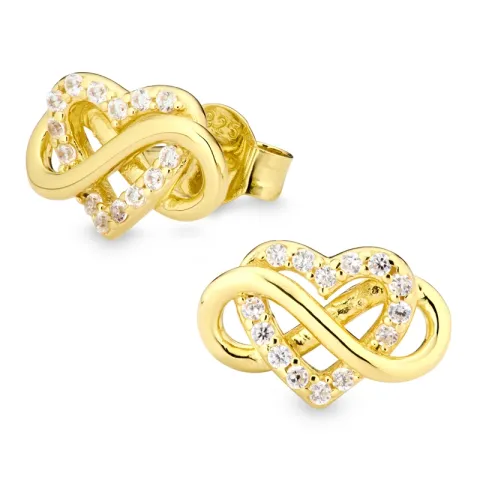 infinity zirkoon oorsteker in verguld zilver