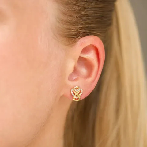 infinity zirkoon oorbellen in verguld zilver
