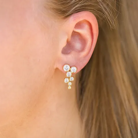 zirkoon oorbellen in verguld zilver - Bubbly Sparkle