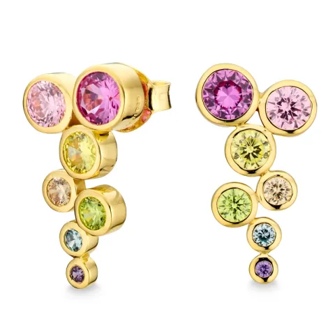 veelkleurig zirkoon oorbellen in verguld zilver - Bubbly Twist