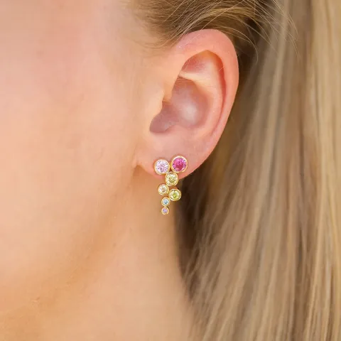 veelkleurig zirkoon oorbellen in verguld zilver - Bubbly Twist