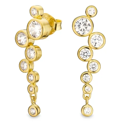 zirkoon oorbellen in verguld zilver - Bubbly Sparkle