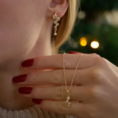 zirkoon oorbellen in verguld zilver - Bubbly Sparkle