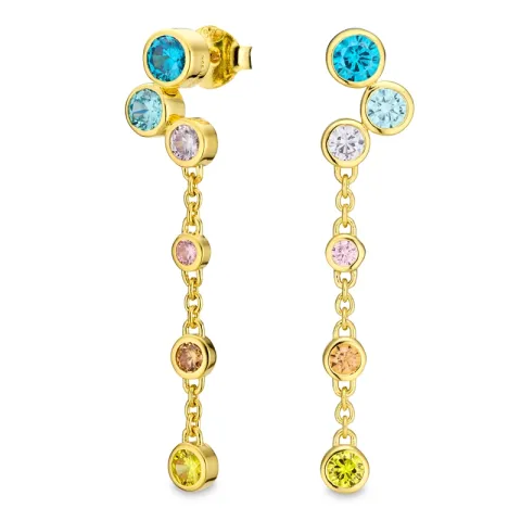 lange veelkleurig zirkoon oorbellen in verguld sterlingzilver - Bubbly Twist