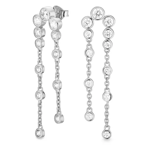 lange zirkoon oorbellen in zilver - Bubbly Sparkle