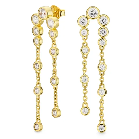 lange zirkoon oorbellen in verguld zilver - Bubbly Sparkle