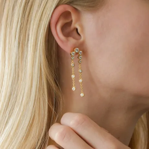 lange zirkoon oorbellen in verguld zilver - Bubbly Sparkle
