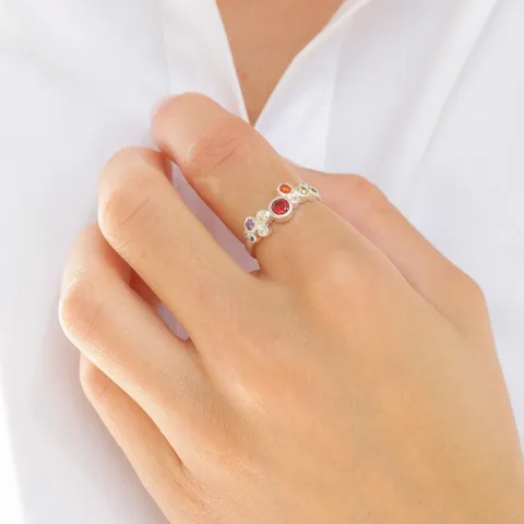 veelkleurig zirkoon ring in zilver - Bubbly Twist