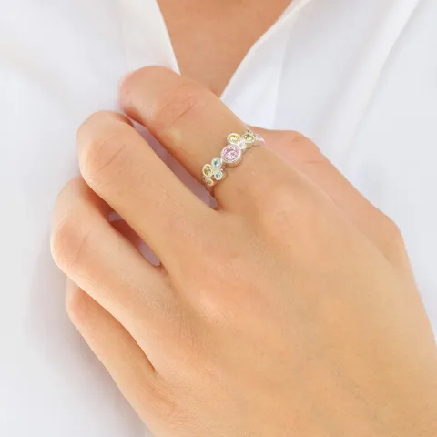 veelkleurig zirkoon ring in zilver - Bubbly Twist