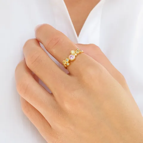 veelkleurig zirkoon ring in verguld sterlingzilver - Bubbly Twist