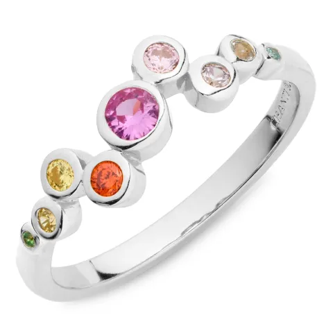 veelkleurig zirkoon ring in zilver - Bubbly Twist