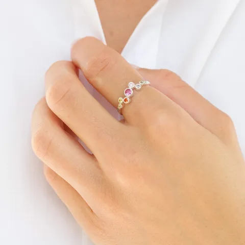 veelkleurig zirkoon ring in zilver - Bubbly Twist