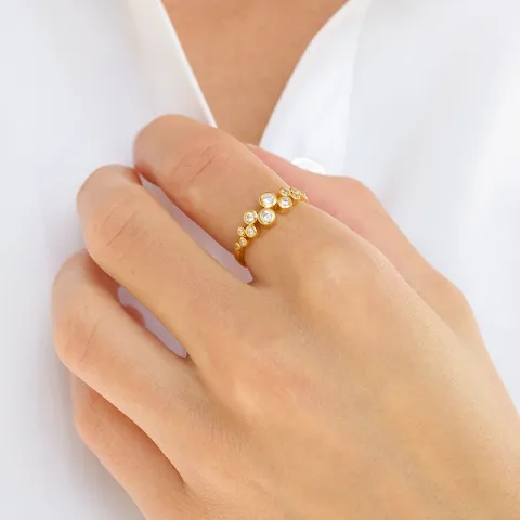 zirkoon ring in verguld sterlingzilver - Bubbly Sparkle