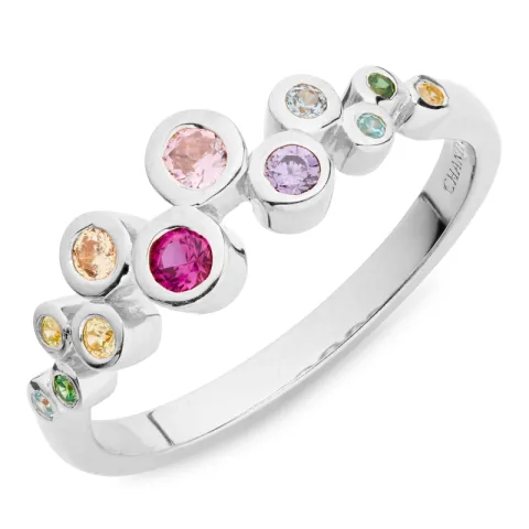 veelkleurig zirkoon ring in zilver - Bubbly Twist