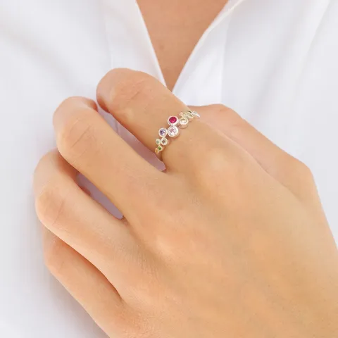veelkleurig zirkoon ring in zilver - Bubbly Twist