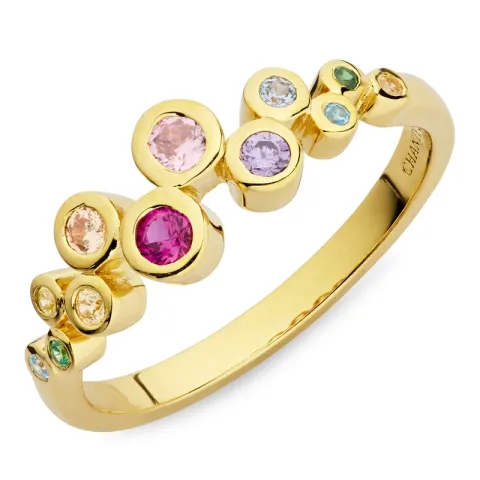 veelkleurig zirkoon ring in verguld sterlingzilver - Bubbly Twist