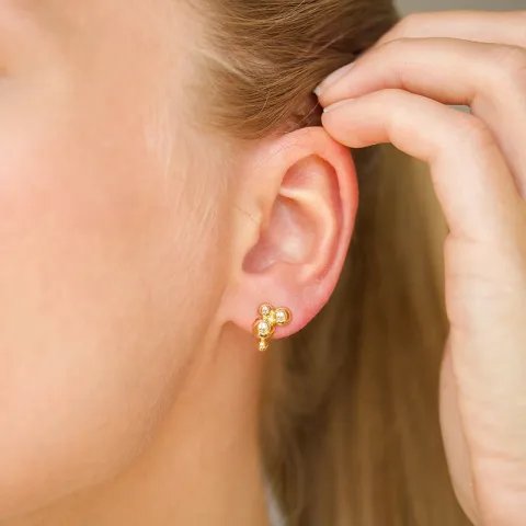 bolletje oorbellen in verguld zilver