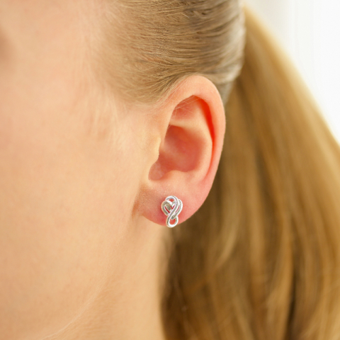 hart infinity oorbellen in zilver - Amoré