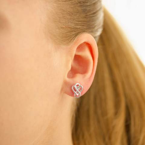 hart infinity oorbellen in zilver - Amoré