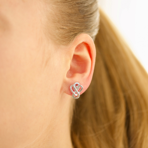 hart infinity oorbellen in zilver - Amoré