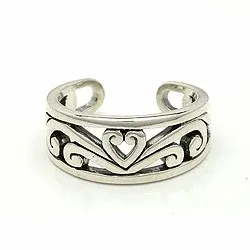 hart teenring in geoxideerd sterlingzilver