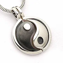 Yin yang hanger in geoxideerd sterlingzilver