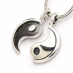 Yin yang hanger in geoxideerd sterlingzilver