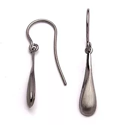 Lange druppel oorbellen in zwart gerhodineerd zilver