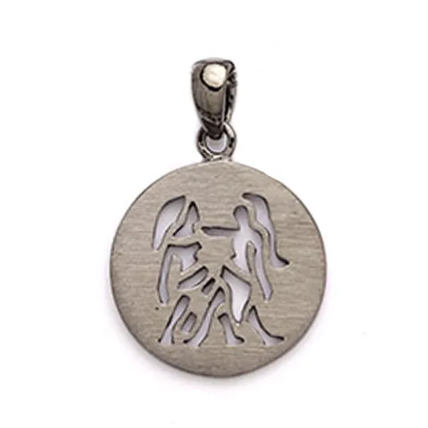 De tweeling sterrenbeeld hanger in zwart gerhodineerd zilver