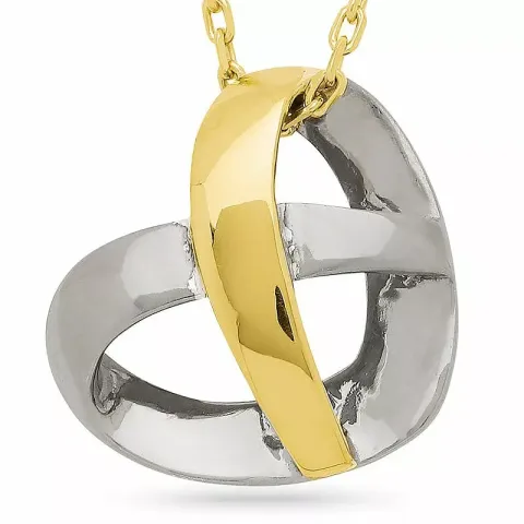 hart hanger in zwart gerhodineerd zilver en verguld sterlingzilver