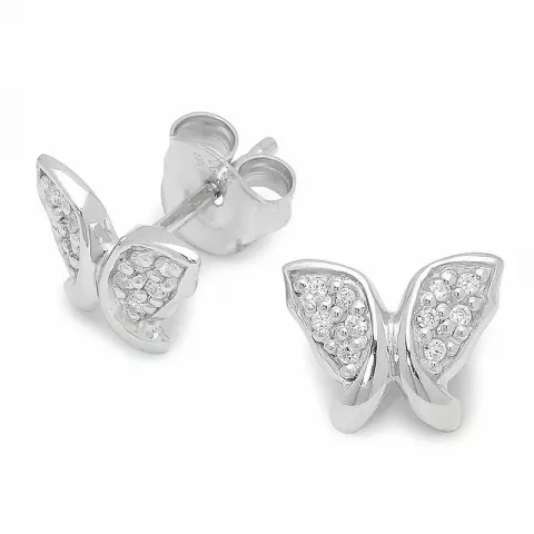 vlinder zirkoon oorstek in zilver