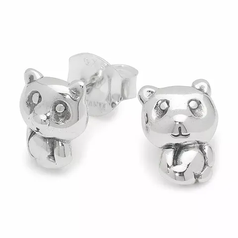 panda oorsteker in zilver