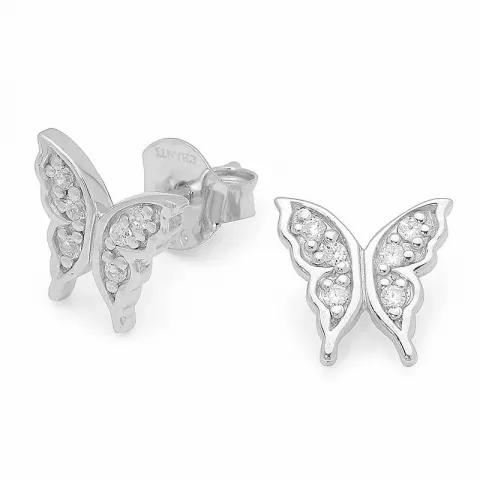 vlinder zirkoon oorsteker in zilver