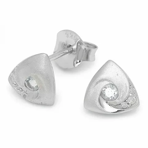 driehoekig lichtblauwe oorsteker in zilver
