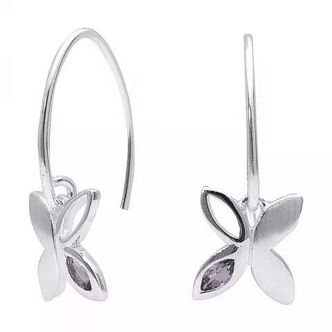 vlinder paarse oorbellen in zilver