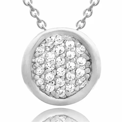 Rond set met oorbellen en ketting in zilver witte zirkoon