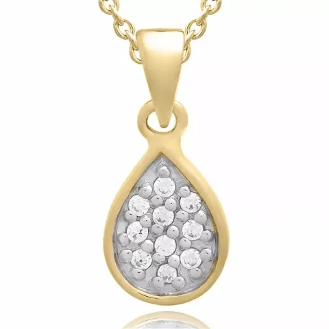 Druppel set met oorbellen en ketting in verguld sterlingzilver witte zirkoon