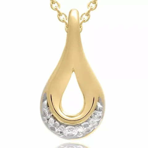 Druppel set met oorbellen en ketting in verguld sterlingzilver witte zirkoon