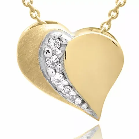 Hart set met oorbellen en ketting in verguld sterlingzilver witte zirkoon