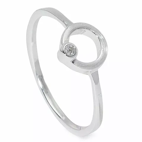 Eenvoudige rond zirkoon ring in zilver
